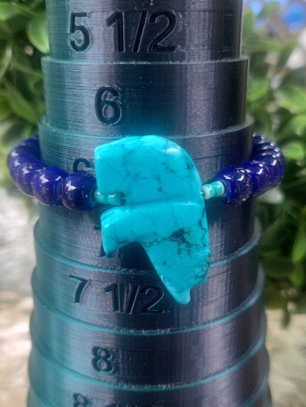 Turquoise Howlite Courage Bear Bead Stretch Bracelet